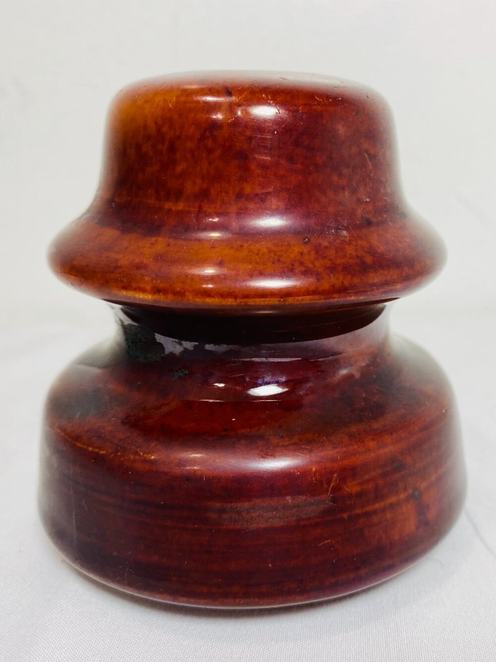 VNTG Insulator Brown Glaze Porcelain 3.5" Stepped Petticoat Profile GUC